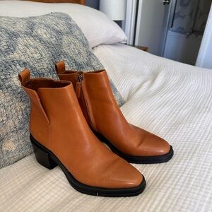 Franco Sarto Cognac Leather Ankle Booties